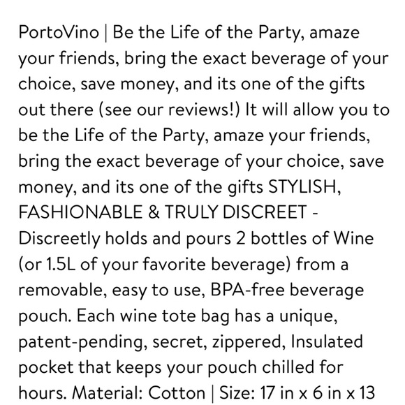 Portico Beach Wine Purse/Tote w/ hidden, leakproof, insulated components. 🍷 - Picture 14 of 14